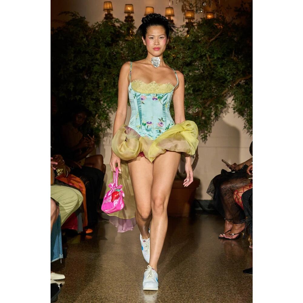 Kim Shui Blue Floral Corset Mini Dress - S Light-Blue Yellow